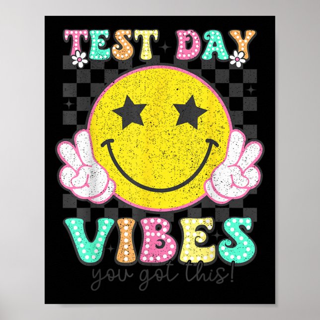 Póster Test Day Vibes You Got This Retro Groovy Testing D (Frente)