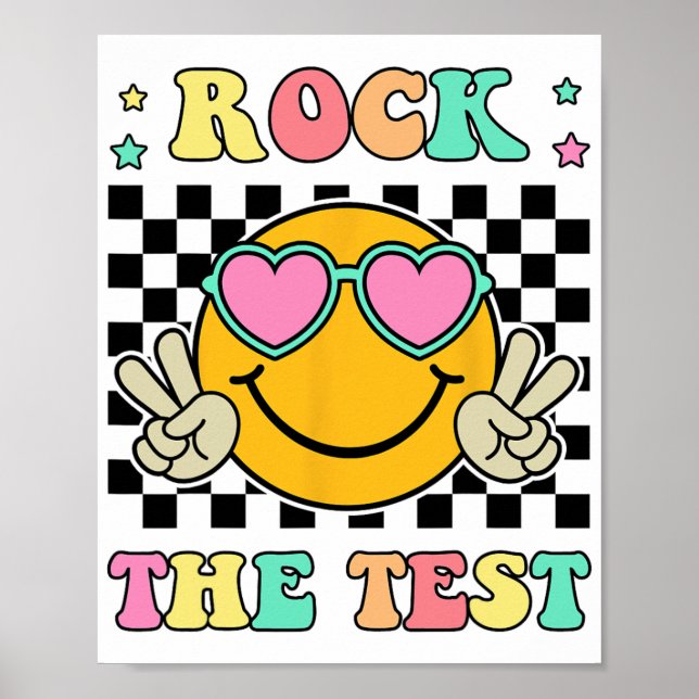 Póster Test Groovy Happy Testing Day For Teacher Stud (Frente)