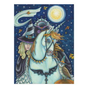 PÓSTER TESTIGO DEL FLOJO DE SUEÑO UNICORN OWL, HALLOWEEN