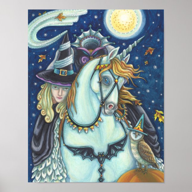 PÓSTER TESTIGO DEL FLOJO DE SUEÑO UNICORN OWL, HALLOWEEN  (Frente)