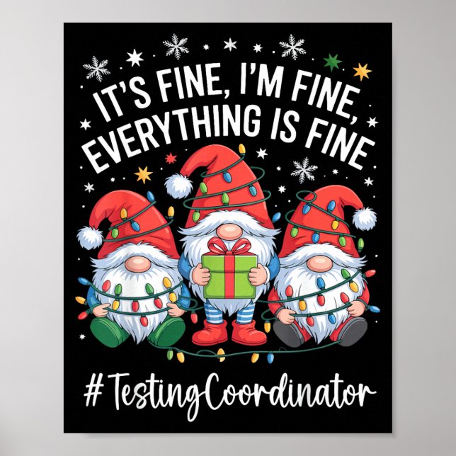 Póster Testing Coordinator Gnome Everything Is Fine Funny (Frente)