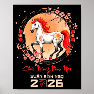 Póster Tet 2026 Año Vietnamita Caballo Zodiaco Lunar Chin