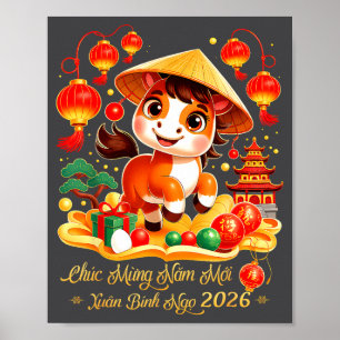 Póster Tet Binh Ngo 2026 Año Nuevo vietnamita Chuc Mung N