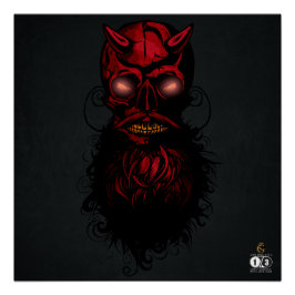 Póster Tête de mort hipster crane de diable skulls