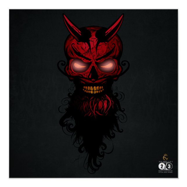 Póster Tete de mort hipster crane de diable skulls 2 (Anverso)