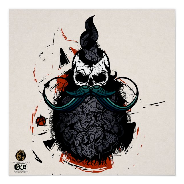 Póster Tête de mort hipster skulls punk anarchiste (Anverso)