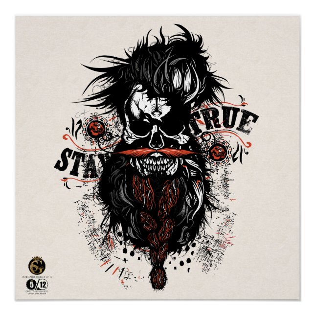 Póster Tête de mort hipster skulls stay true (Anverso)