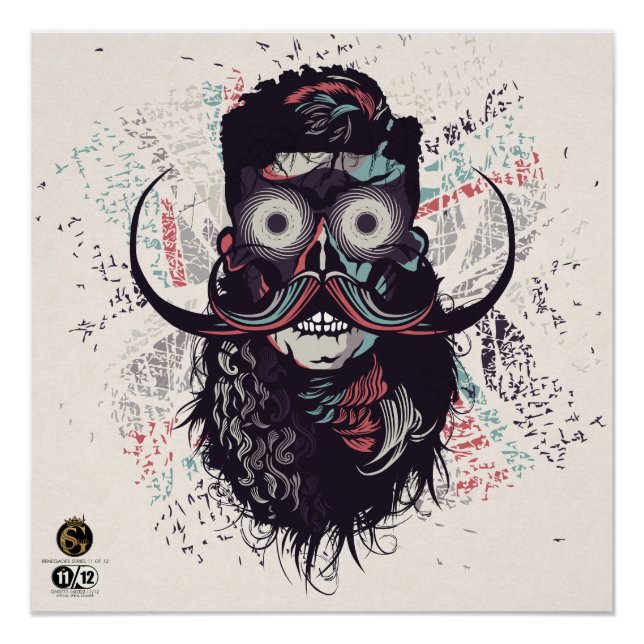 Póster Tête de mort hipster skulls yeux psychédélique (Anverso)
