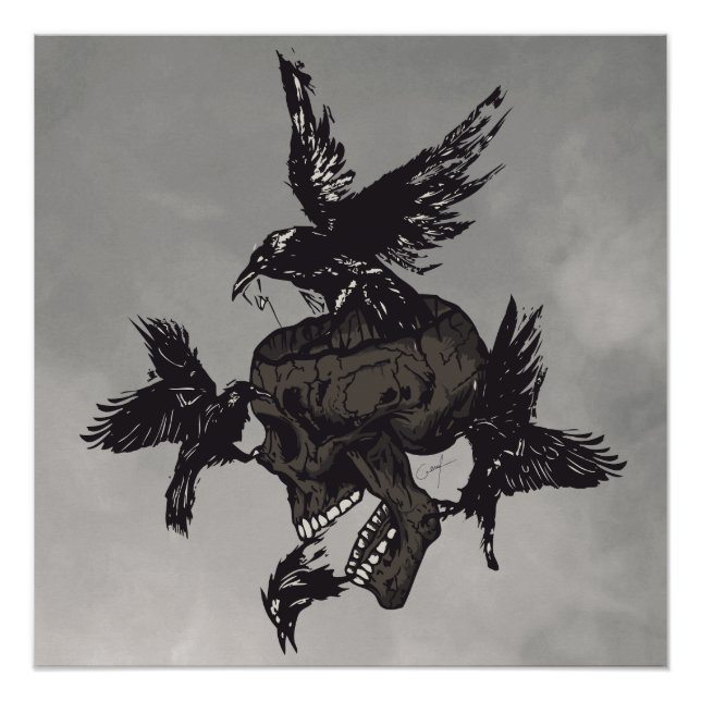 Póster Tête de mort livré aux corbeaux (Anverso)