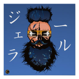 Póster Tête de mort punk hipster G-skulls crâne futuriste