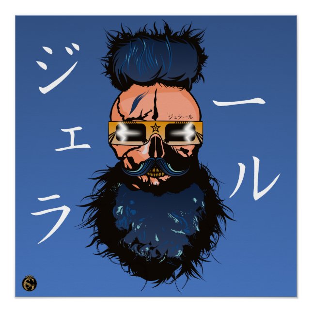 Póster Tête de mort punk hipster G-skulls crâne futuriste (Anverso)