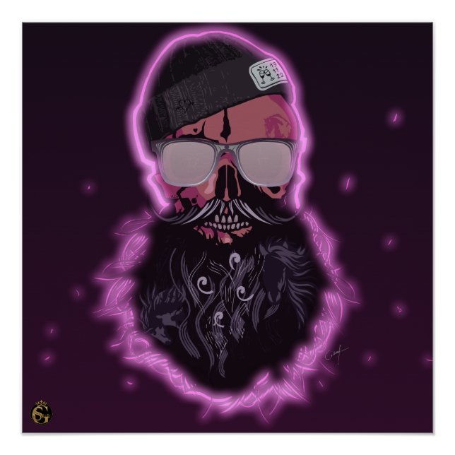 Póster Tête de mort punk hipster G-skulls crâne le léa (Anverso)