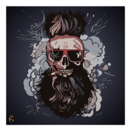 Póster Tête de mort punk hipster G-skulls crâne musicien