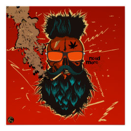 Póster Tête de mort punk hipster G-skulls crâne need more