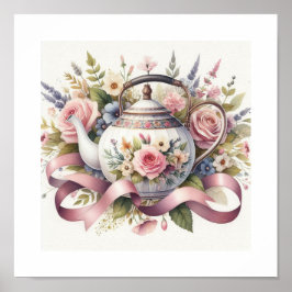 Póster Tetera floral 1