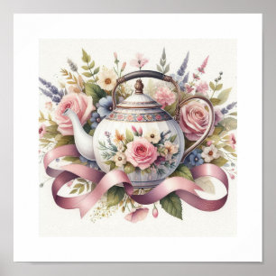 Póster Tetera floral 1