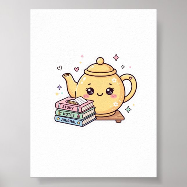 Póster Tetera Kawaii Adorable Cuaderno de Notas Libro Peg (Frente)