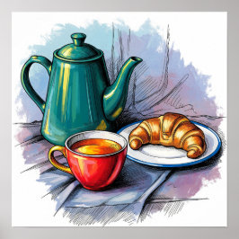 Póster Tetera y croissant siguen con vida