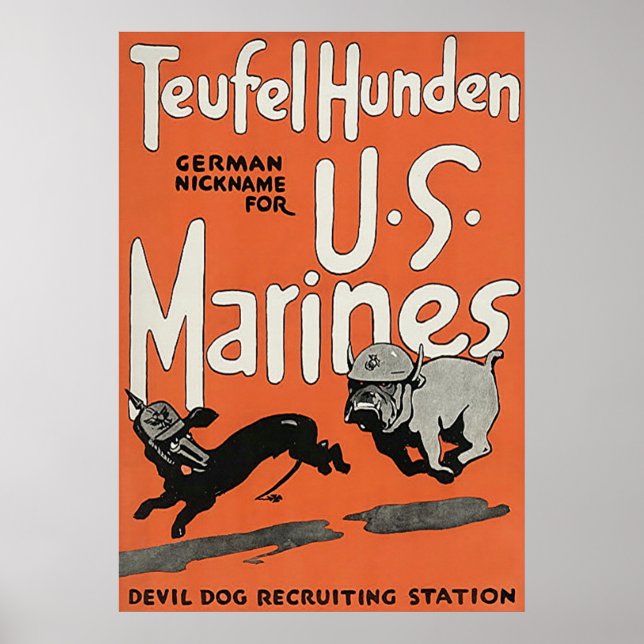 Póster Teufel Hunden ~ Vieja Primera Guerra Mundial. (Frente)