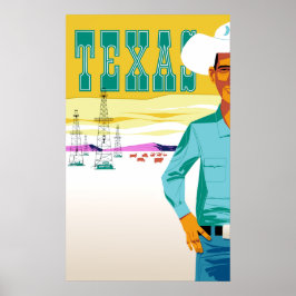 Póster Texas. Afiche de viaje de estilo vintage