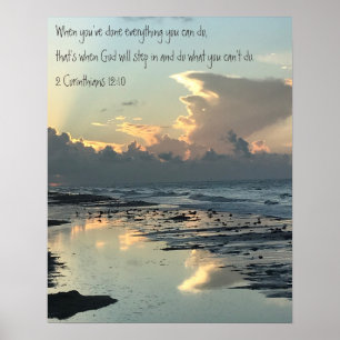 Póster Texas Beach Sunrise, Scripture Verse, Corinthians