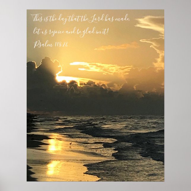 Póster Texas Beach Sunrise, Scripture Verse, Salmo 118:24 (Frente)