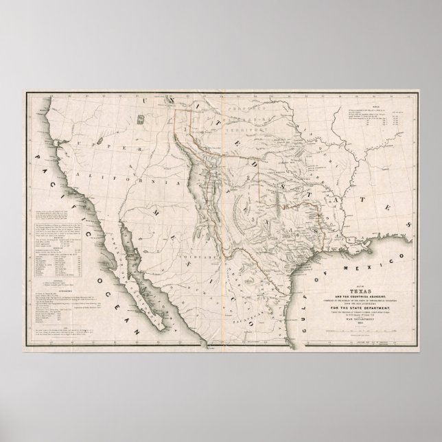 Póster Texas California y Oregón, 1846 (Frente)