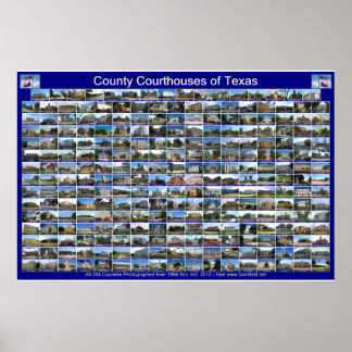 Póster Texas Courthouses Poster (horizontal azul)
