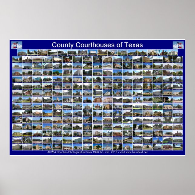 Póster Texas Courthouses Poster (horizontal azul) (Frente)