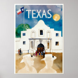 Póster Texas, el Álamo, cartel de viaje