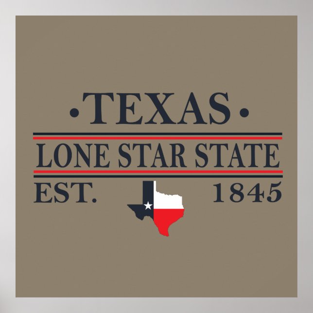 Póster texas el contorno de estado de estrella solitaria (Frente)