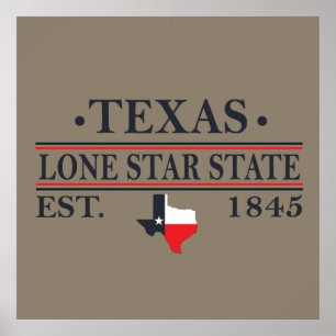 Póster texas el estado de la estrella solitaria contorno