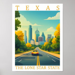 Póster Texas: el lugar de viaje de Estados Unidos de una