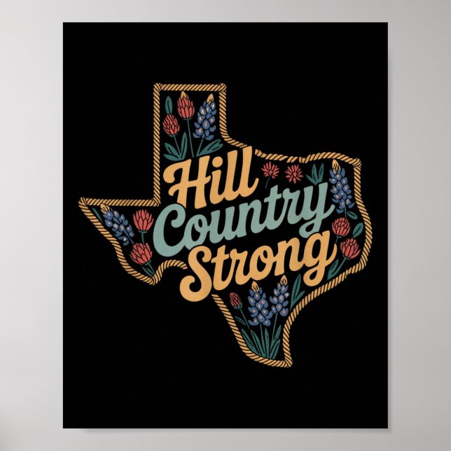 Póster Texas Hill Country 2025 Texas Strong Retro Motivat (Frente)