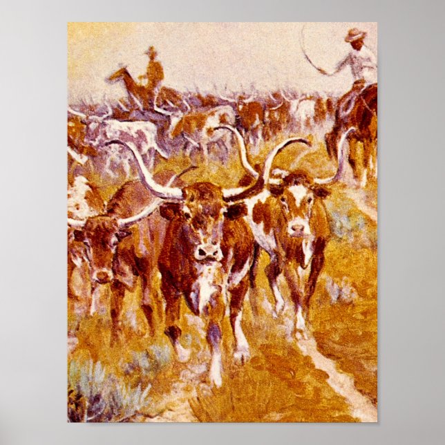 Póster 'Texas Longhorns',Olaf C.Seltzer_Great Work (Frente)