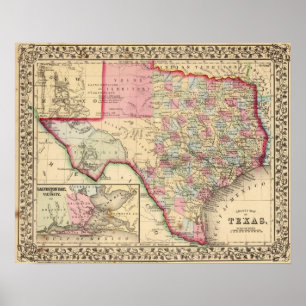 Póster Texas Map by Mitchell
