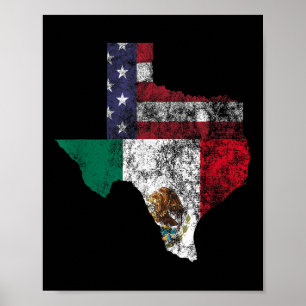 Póster Texas México Bandera Americana Cinco De Mayo Méxic