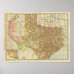 Póster Texas por Rand McNally