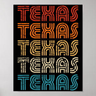 Póster Texas State País Retro Vintage Para Hombres Mujere
