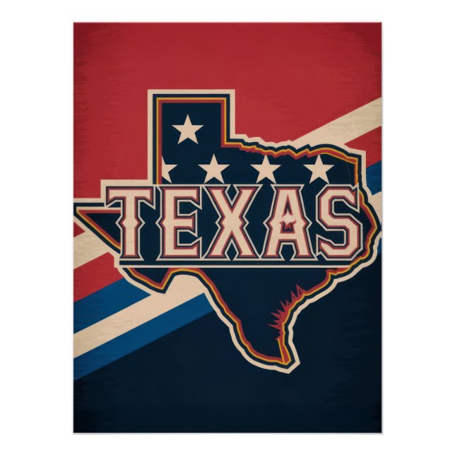 Póster Texas State Retro Flag Design (Anverso)