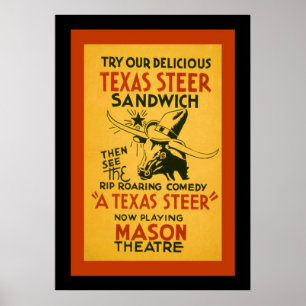 Póster Texas Steer Sandwich