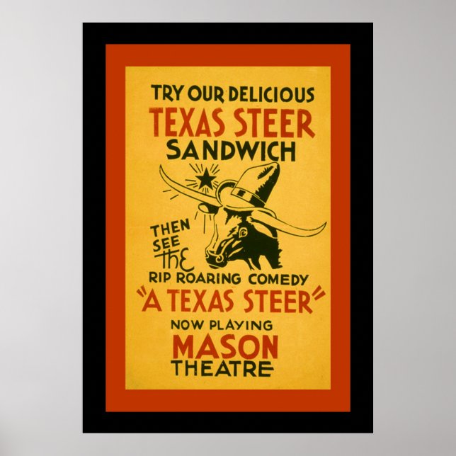 Póster Texas Steer Sandwich (Frente)
