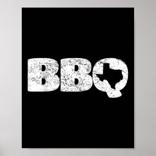 Póster Texas Tx Map Bbq Outfit Barbecua Simple