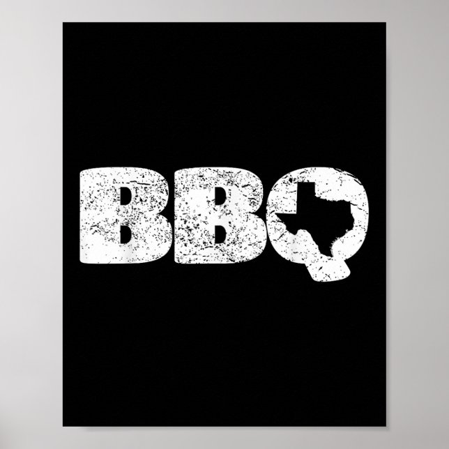 Póster Texas Tx Map Bbq Outfit Barbecua Simple (Frente)