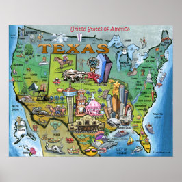 Póster Texas USA Map
