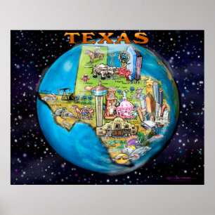 Póster Texas World Map Poster