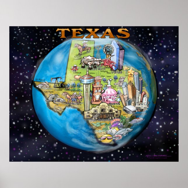Póster Texas World Map Poster (Frente)