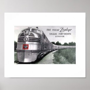 Póster Texas Zephyr Train Vintage