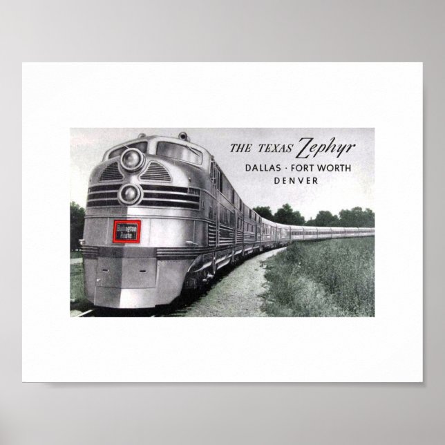 Póster Texas Zephyr Train Vintage (Frente)