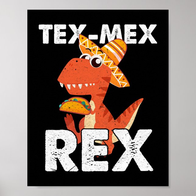 Póster TexMexRex TRex Dinosaurio Taco Cinco de Mayo Méxic (Frente)